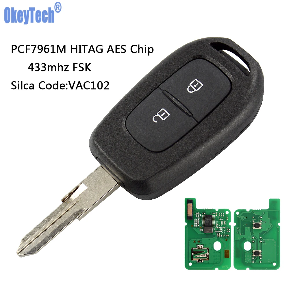 OkeyTech дистанционный ключ 433 МГц с PCF7961M чип HITAG AES для Renault Sandero Dacia Logan Lodgy Dokker Duster 2 кнопки