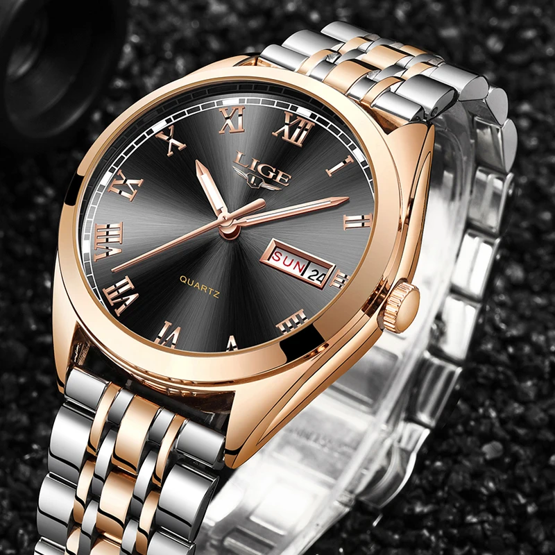 2019New LIGE Watches Men Top Brand Fashion Chronograph Male Stainless Steel Waterproof Business Men WristWatch Relogio Masculino