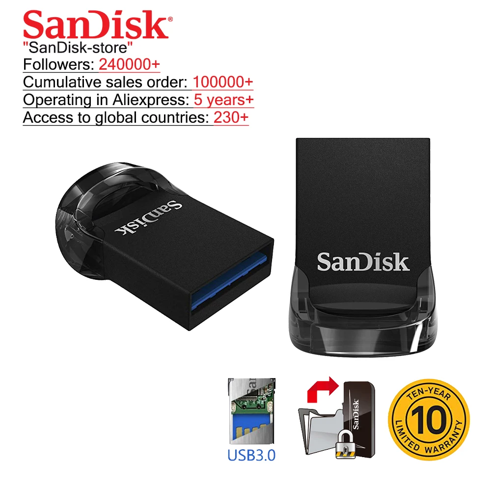 

SanDisk Original USB Flash Drive 16GB 32GB 64gb128GB mini USB Pen Drive 3.1 Up to 130MB/S pendrive high Speed USB 3.0 USB