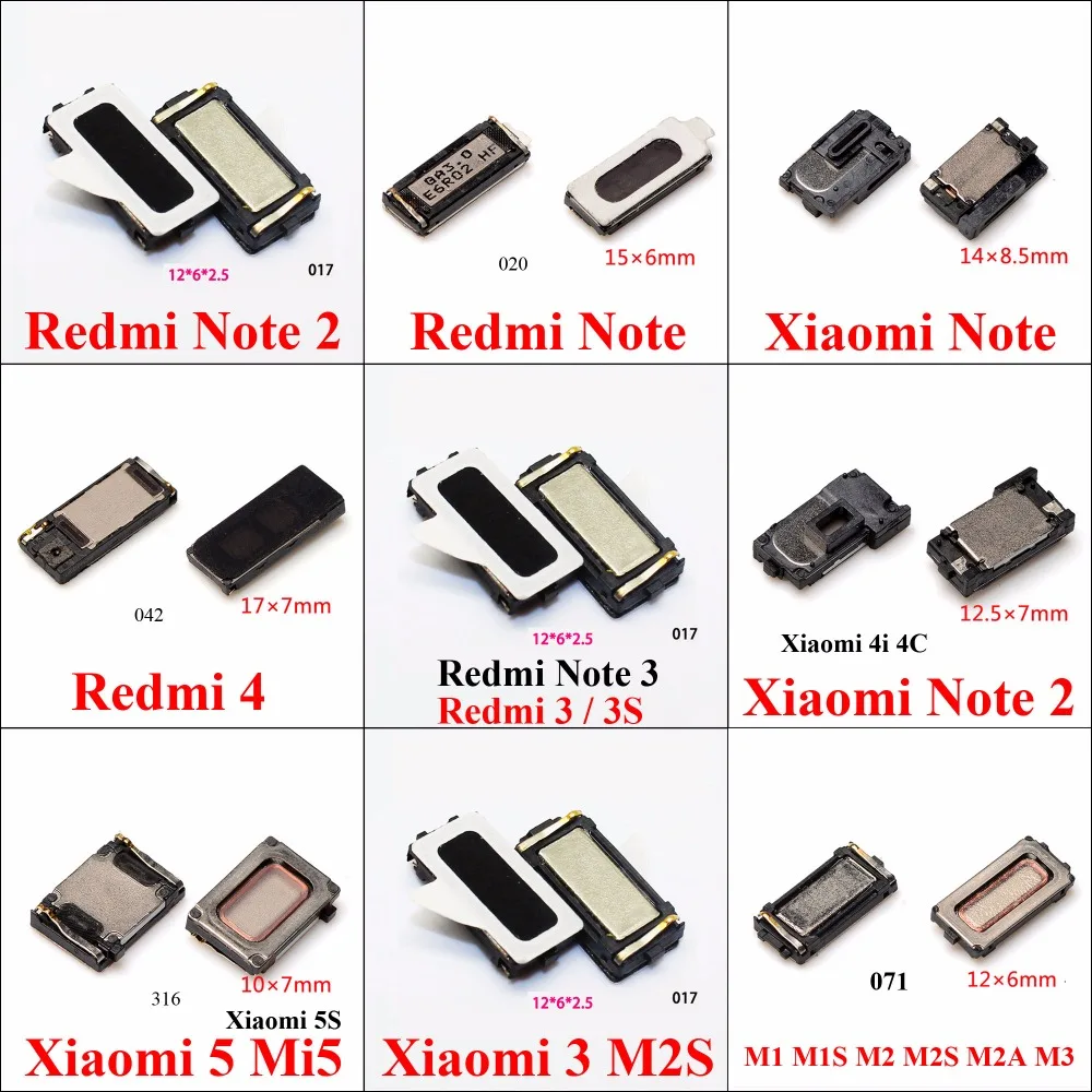Динамик для наушников для Xiaomi Mi2 Mi3 Mi4 Mi4i Mi4c Mi4s Mi5 Mi5s Redmi 3 3s Hongmi Redmi Note 2/Redmi Note 3/Redmi Note 4