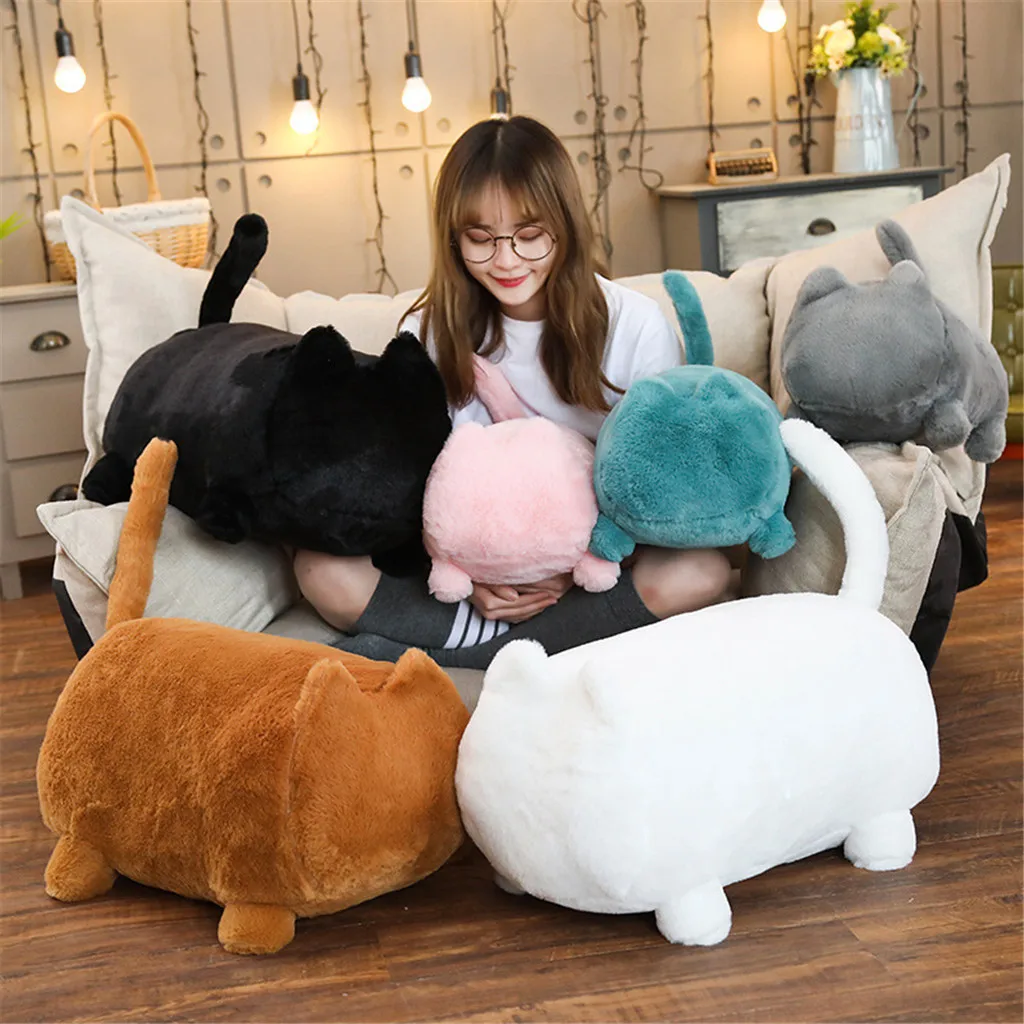 

Simulation Plush Cat Pillows Stuffed Animals Cushion Cute Soft Cat Shaped Sofa Decor Plush Pillows Cartoon Toy For Children Gift