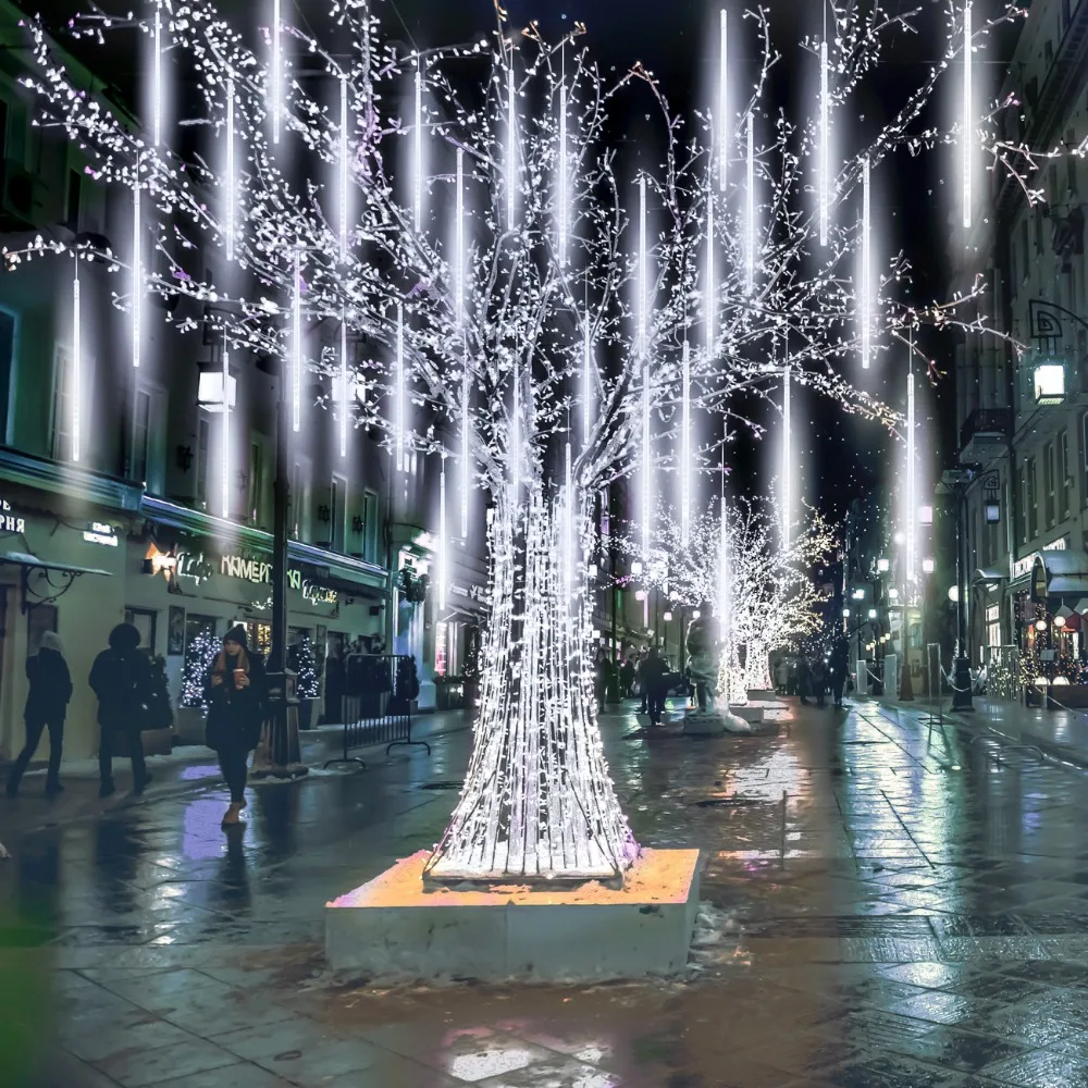 50cm 30cm Meteor Shower Rain Tube Led String Light 10 Tubes Waterproof Christmas Lamp New Year Wedding Garden Tree Decoration