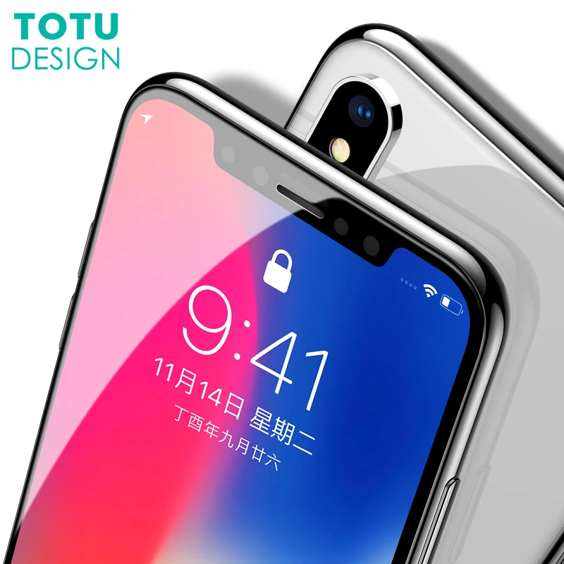 4D Мягкий край протектор экрана закаленное стекло для iPhone X 10 TOTU 0 23 мм Полное