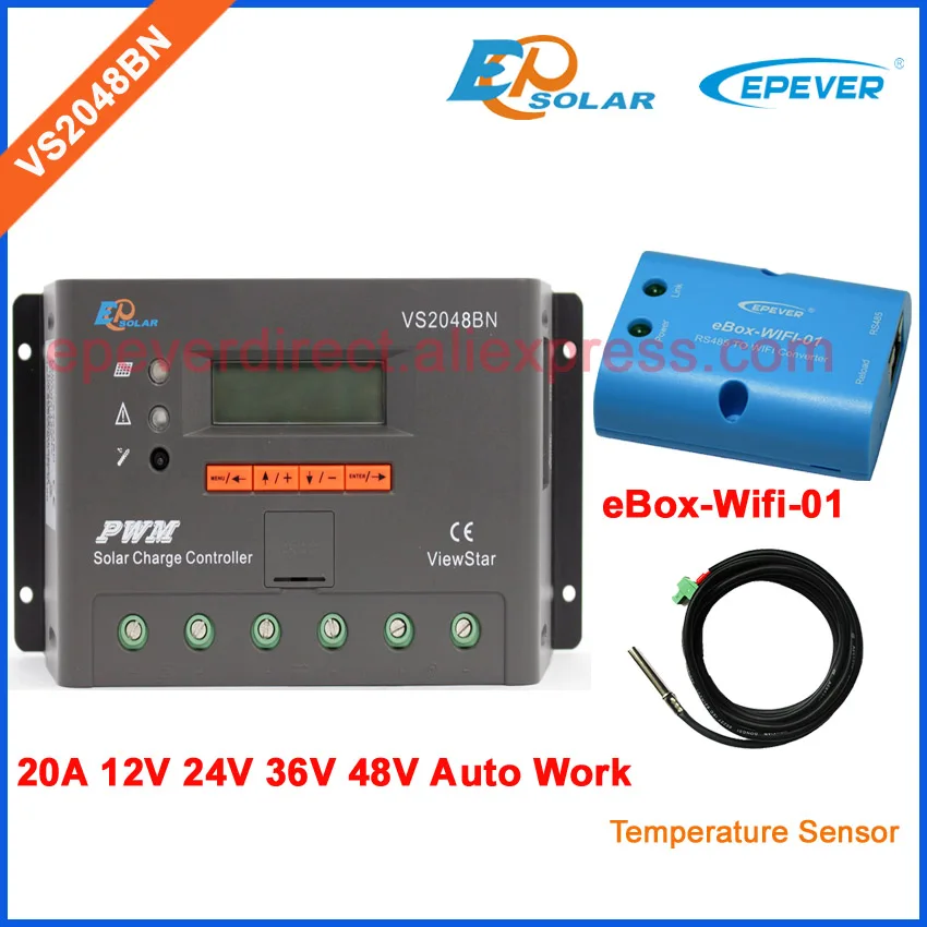 

controller for off-grid solar panels system battery charger 12V 24V 36V 48V work with Temperature sensor and wifi BOX VS2048BN