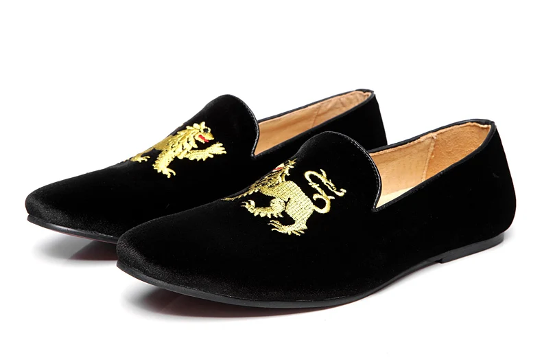 Italian design men shoes black velvet 