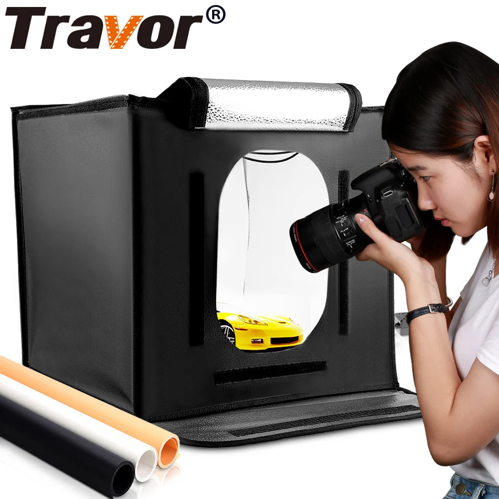 Travor F40 светодиодный складной фотостудия Softbox Lightbox 40*40 свет палатка с белого и желтого цвета черный фон аксессуары окно свет - изображение