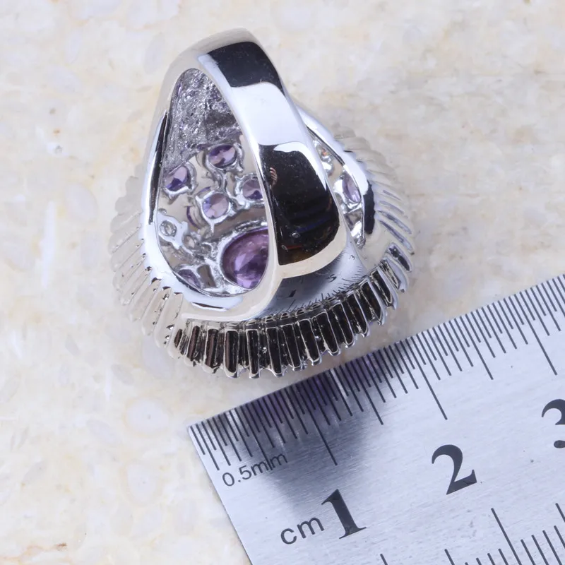 Замечательное фиолетовый циркон проложить Установка Обручение серебро Цвет кольцо j293