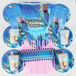 90 шт. подходит для 20 человек Замороженные вечерние Анна Эльза Принцесса посуда набор всего детей день рождения украшения, товары для