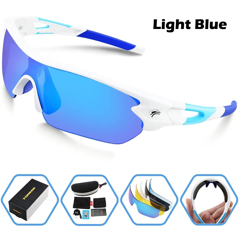 Спортивные очки поляризованные очки для Для мужчин Для женщин Велоспорт бег Рыбалка Гольф езда на велосипеде очки UV400 8 цветов - Цвет: Light Blue