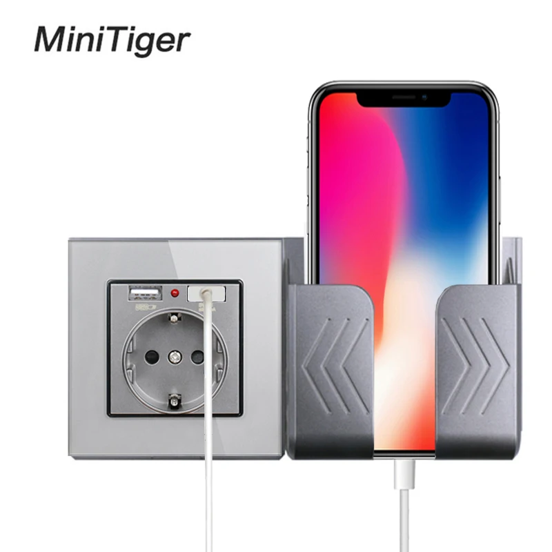 Minitiger Кристалл Стекло 2А Двойной USB порт настенное зарядное устройство адаптер зарядная Розетка с usb настенным адаптером ЕС штепсельная розетка