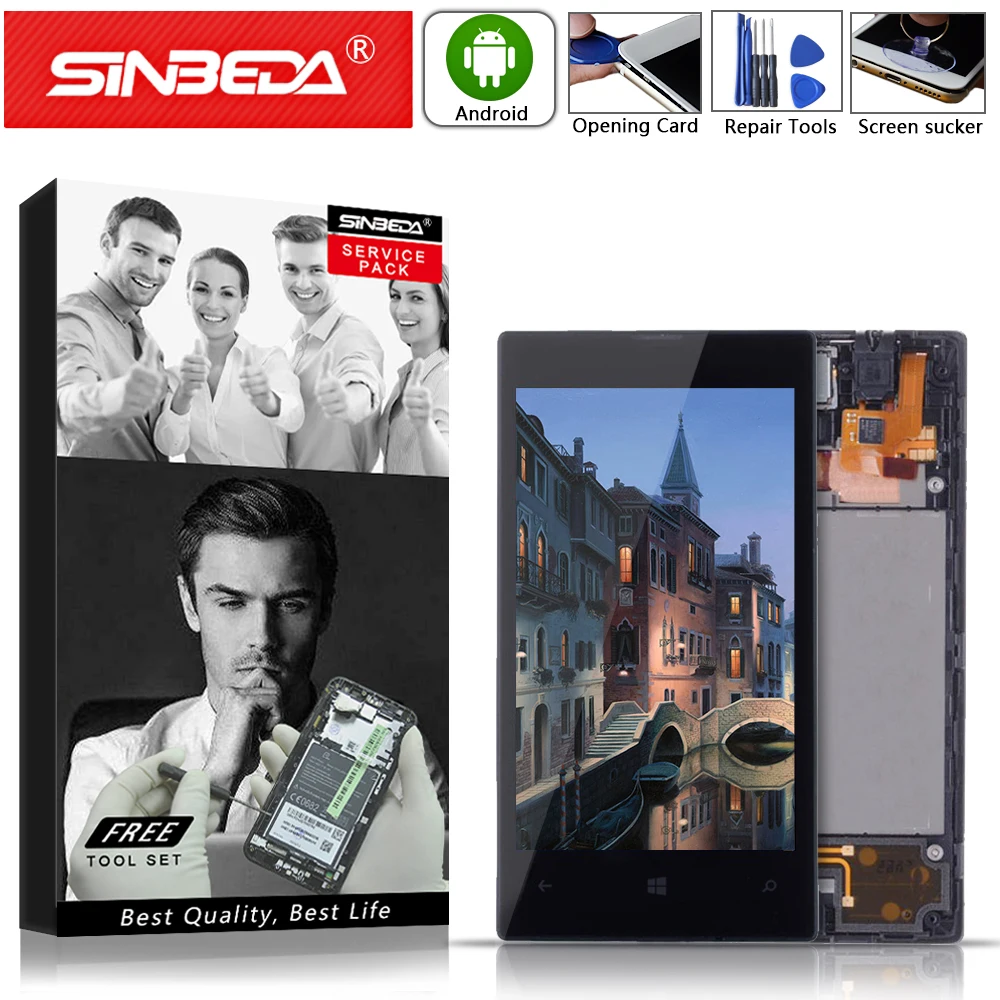 4 0 &quotSinbeda IPS для NOKIA lumia 520 ЖК дисплей сенсорный экран с рамкой дигитайзер LCD @|Экраны