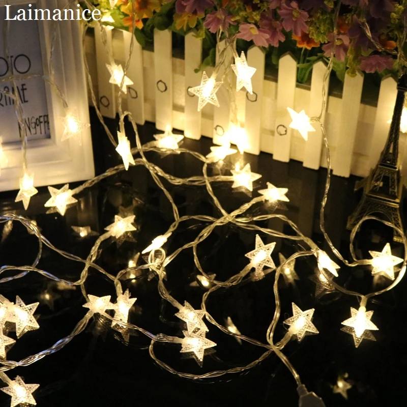 4 Color 10M 5M 3M 2M USB 5V Star LED string lights Christmas holiday wedding party festival decoration Garland lights Fairy lamp