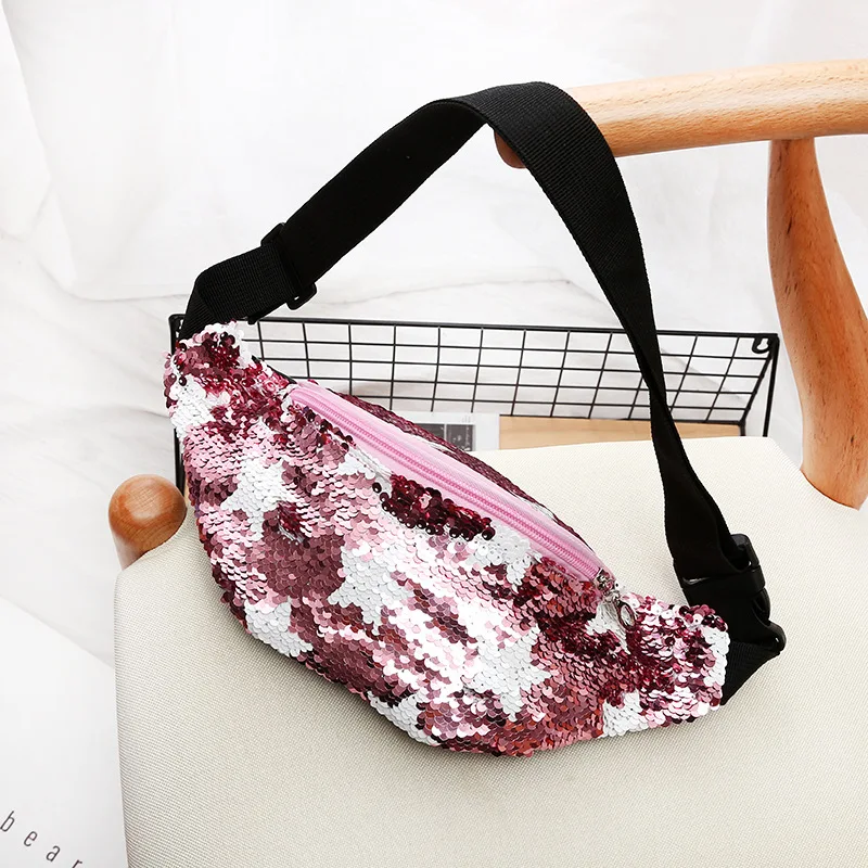 Блестящая поясная сумка, женская кожаная поясная сумка, мужской кошелек, поясная сумка для телефона, Женская нагрудная сумка, поясная сумка - Цвет: pink
