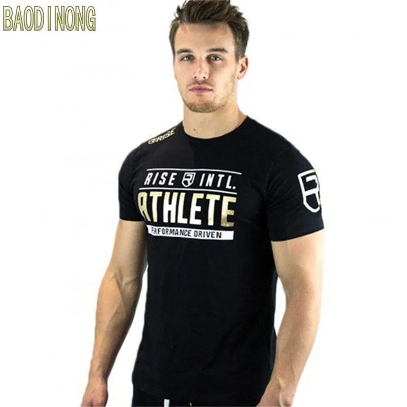 Mens cotton t shirt summer gyms Fitness workout Shirts