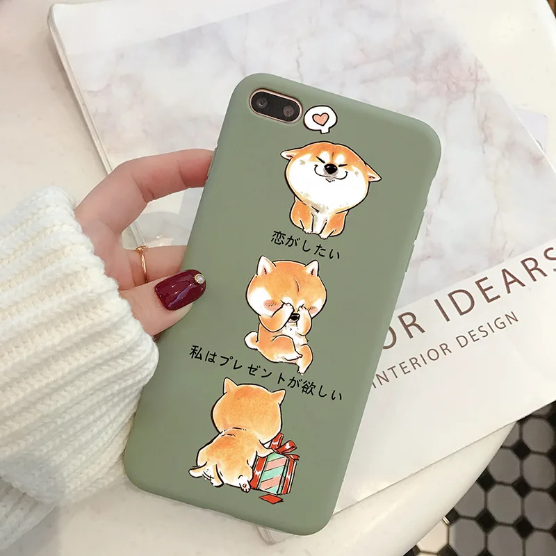 

Lovely Dog Silicone Case For Iphone 7 8 Case Soft TPU Shell Back Cover For Iphone 7 8 Cover Animal Cartoon Cute Shiba Inu Coque