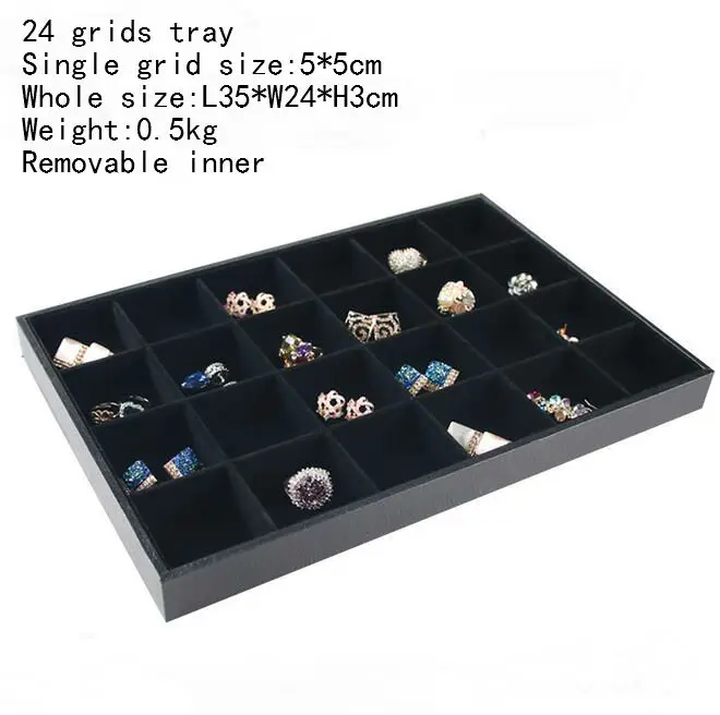 Hot Selling PU Frame Velvet Jewelry Organizer Jewellery Display Ring Box Necklace Earring Holder Various Models for Option