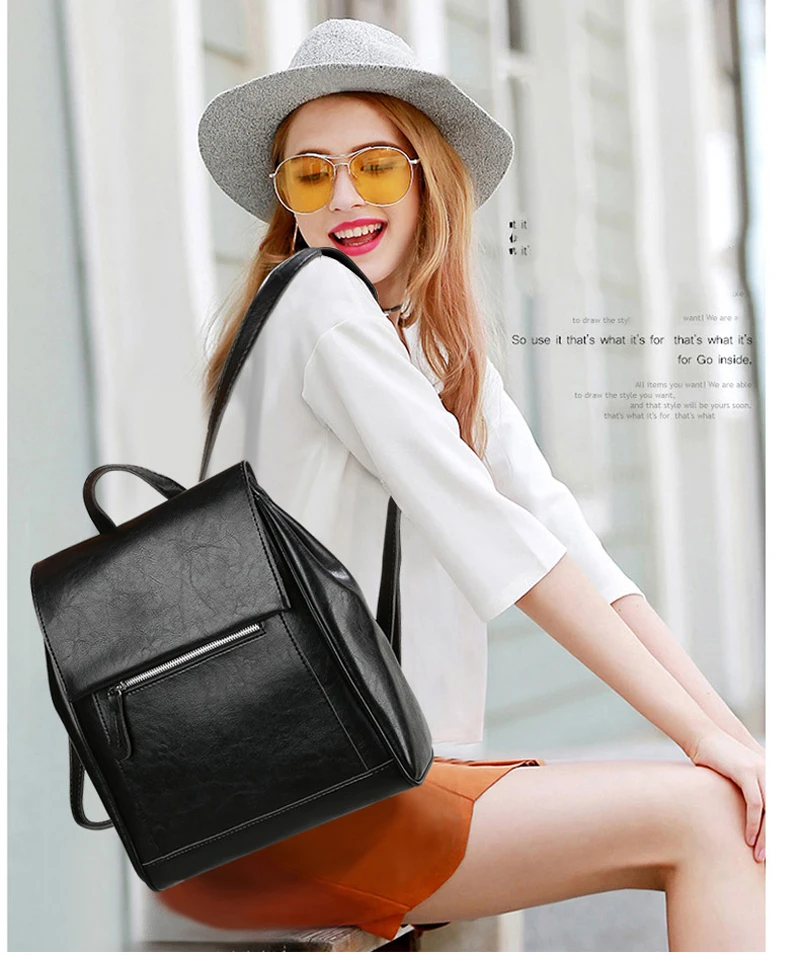 Женский рюкзак от известного бренда, однотонные винтажные школьные сумки для девочек, женский рюкзак из искусственной кожи черного цвета, mochilas mujer