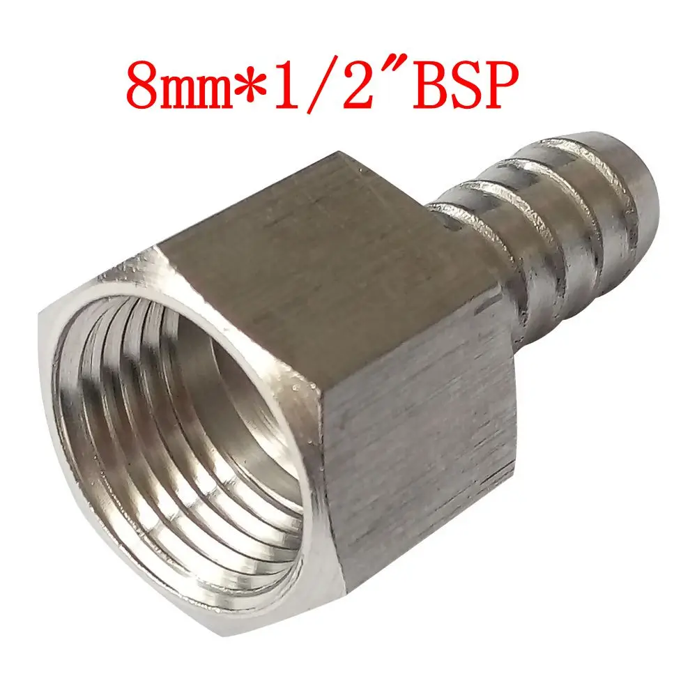

Material Bar 8 mm ID Hose Barb Tail To 1/2" BSP Female Hose Barb Fitting SS 304 Stainless Steel SBSTK-FBF-B8-1/2BSP