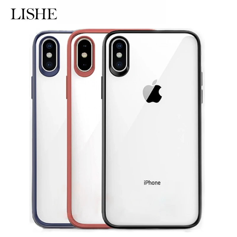 

Soft TPU Edge Full Cover Case For iPhone X Xs Max Xr Transparent PC Fundas For Apple iPhone 7 8 7 Plus 8 Plus Slim silicone Case