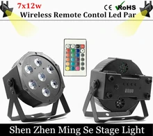 Быстрая доставка 7×12 w беспроводной пульт дистанционного led par свет rgbw 4in1 плоским пар led dmx512 диско свет профессиональный этап dj оборудование