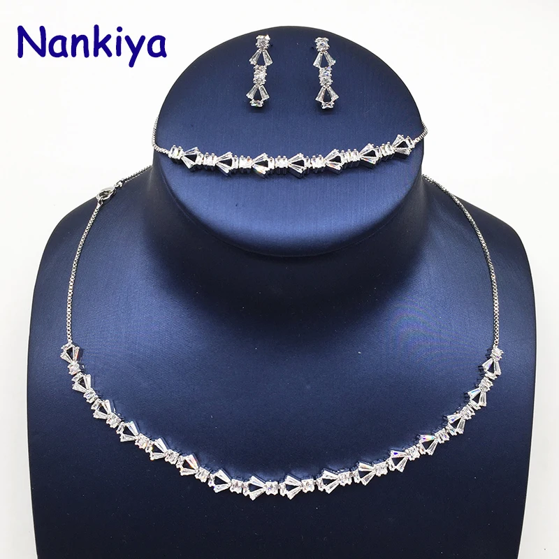 Nankiya Shinning T циркониевое регулируемое колье ювелирный набор теннис Классическая