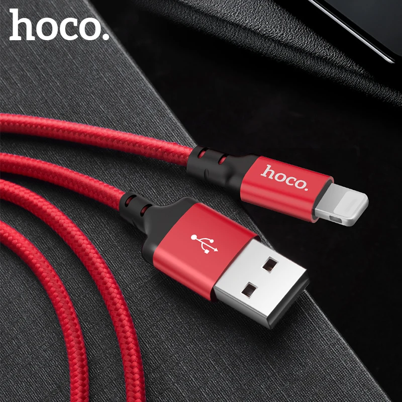 

HOCO For Nylon 2A Fast Cable USB Charger Cord USB Cable Charging For Apple iPhone Xs Max XR X 7 6 s 6s Plus 1m/2m