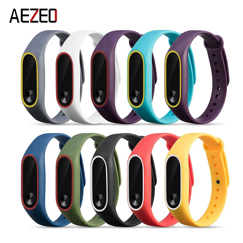 AEZEO New Mi Band 2 Bracelet Strap Miband Colorful Replacement silicone wrist strap for xiaomi mi band smartband | Электроника