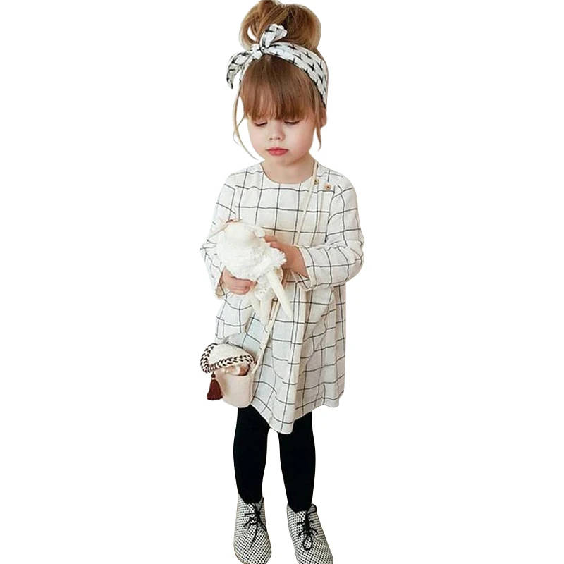 Rorychen Girls Dress Autumn and Winter Clothes Plaid Printed 2018 New Design Kids Casual Dresses | Детская одежда и обувь