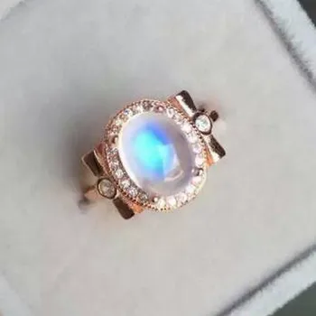 

Natural moonstone Ring s925 sterling silver Natural 7*9mm blue gemstone ring fashion fine Jewelry for women party