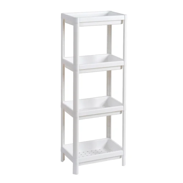 Buy White Plastic Floor Type Combination Shelf Rack 4/