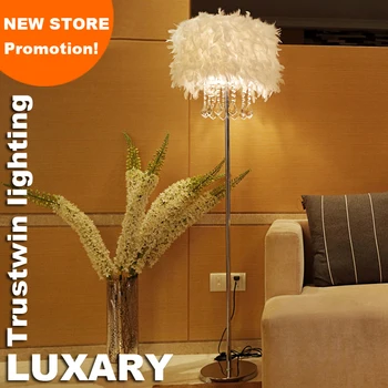 

Home family hotel decoration with feather shade floor lamp crystal floor light