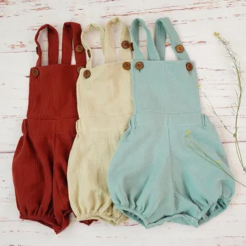 

Baby Boys Girls Rompers Cotton Summer Suspender Jumpsuit For Newborn Infant Toddler Kids Overalls Khaki Boys One-piece Romper