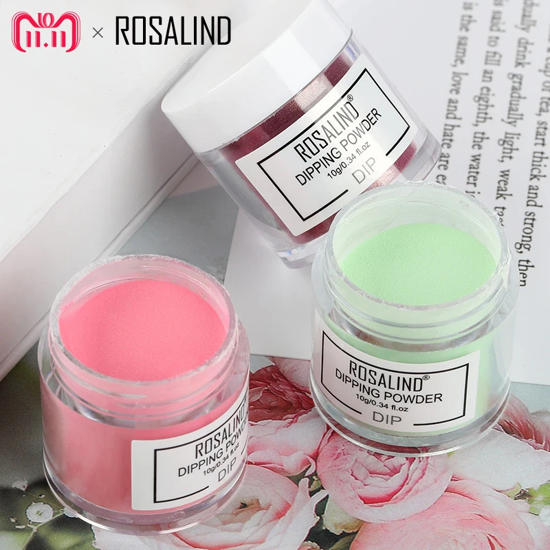 

ROSALIND Dipping Powder Nails Art Gradient Natural Colors French Pigment Without Lamp Cure Holographic Glitter