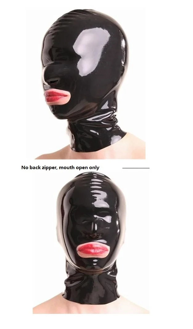 

Fast ship New latex MASK HOOD Mouth open without back zipper suffer bandage