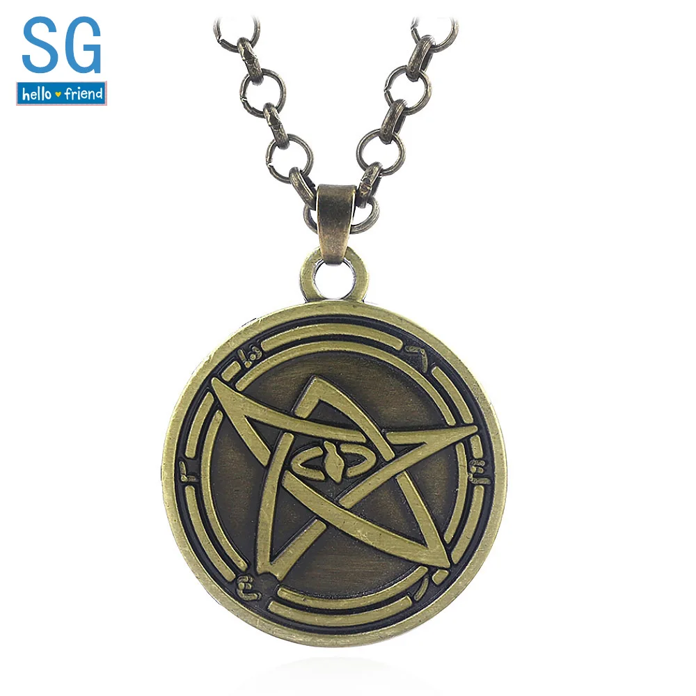 

SG High Quality Bronze Cthulhu Mythos Necklaces God Yog Sothoth Star System COC TRPG The Elder Sign Men Keyring Cosplay Jewelry