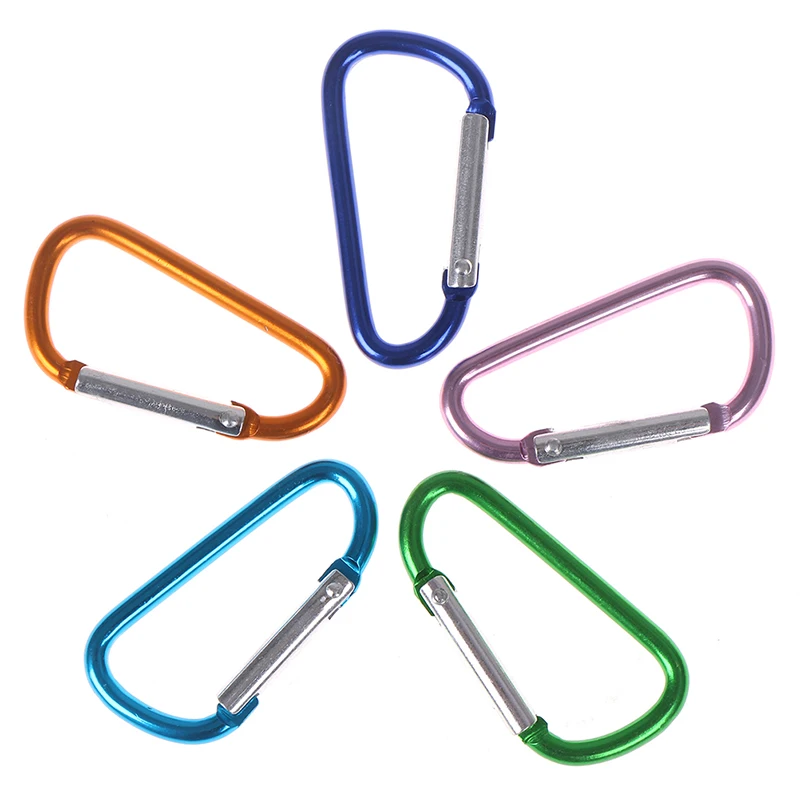 

5Pcs/lot Aluminum Carabiner D-Ring Key Chain Keychain Clip Hook Outdoor Buckle Hiking Camp Random Color