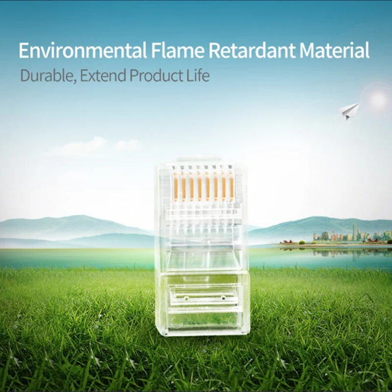 Aucas RJ45 Connector Modular Ethernet Cable Head Plug Cat5E Connector Gold-plated Unshielded Network 8P8C RJ45 Connector Aucas RJ45 Connector Modular Ethernet Cable Head Plug Cat5E Connector Gold-plated Unshielded Network 8P8C RJ45 Connector