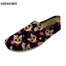 INSTANTARTS прекрасный кот Дизайн парусиновые Лоферы женская мода обувь без застежек на плоской подошве для девочек женские Повседневное бездельник обувь