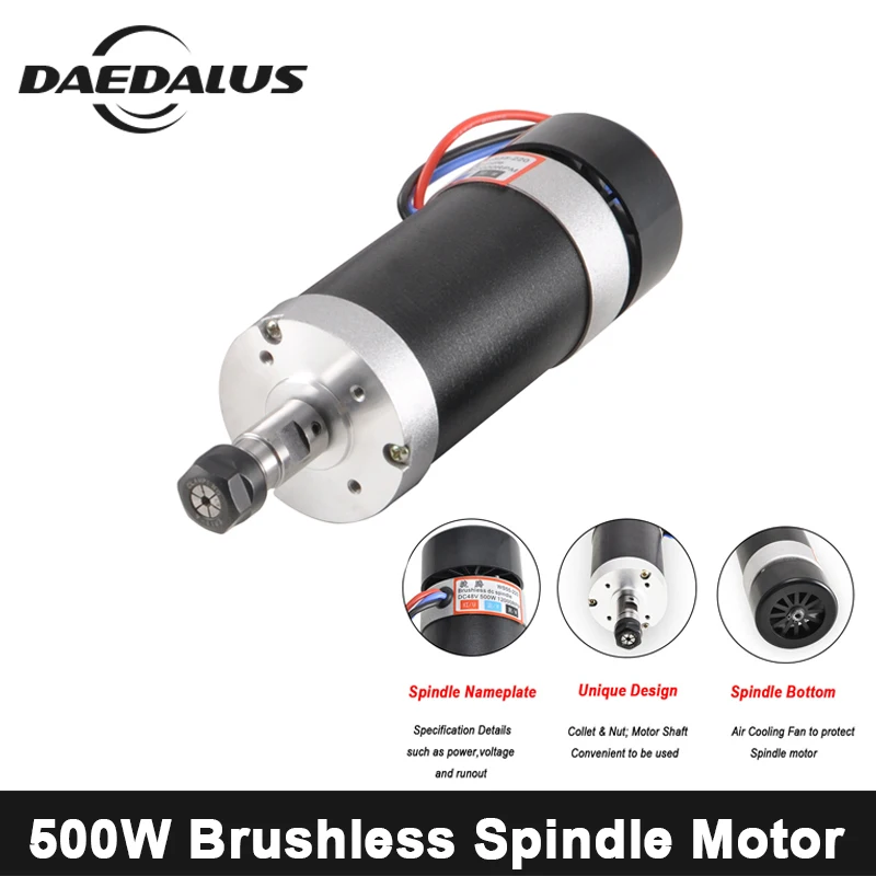 

500W CNC Spindle Motor ER11/ER16 Air Cooled Spindle Motor Brushless 55mm 48V Spindle Router Tools For Engraver Milling Machine