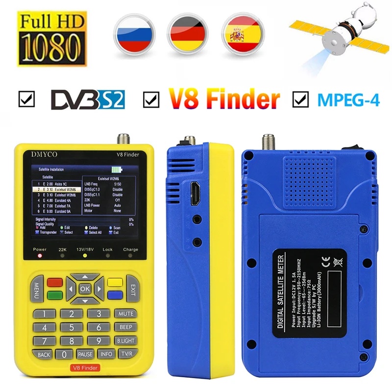 

Original Satellite Finder DVB-S2 HD 1080p Signal Meter Receptor For Sat Dish TV Tuner LNB Digital TV Signal Amplifier Sat Finder