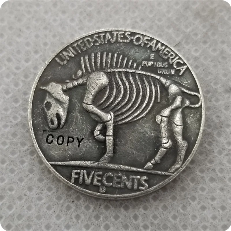 Hobo Coin_Type # 53_1936 D никелевая койка с гравировкой в виде американского бисона из