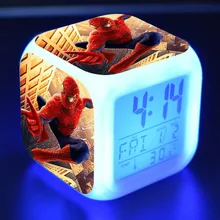 Детский будильник Человек-паук светодиодный светильник изменение цвета Человек-паук цифровой будильник детские игрушки reloj despertador wekker reveil