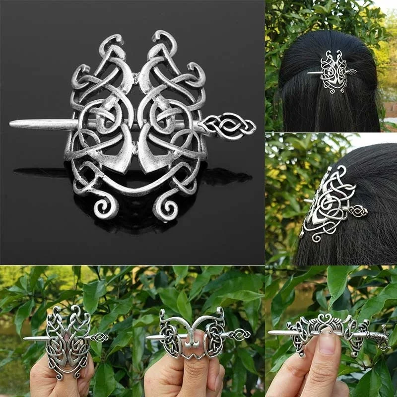 

Viking Hair Jewelry Large Celtics Knots Crown Hairpins Vintage Style gold and antique silver Hair Clips Hairpins for girl women