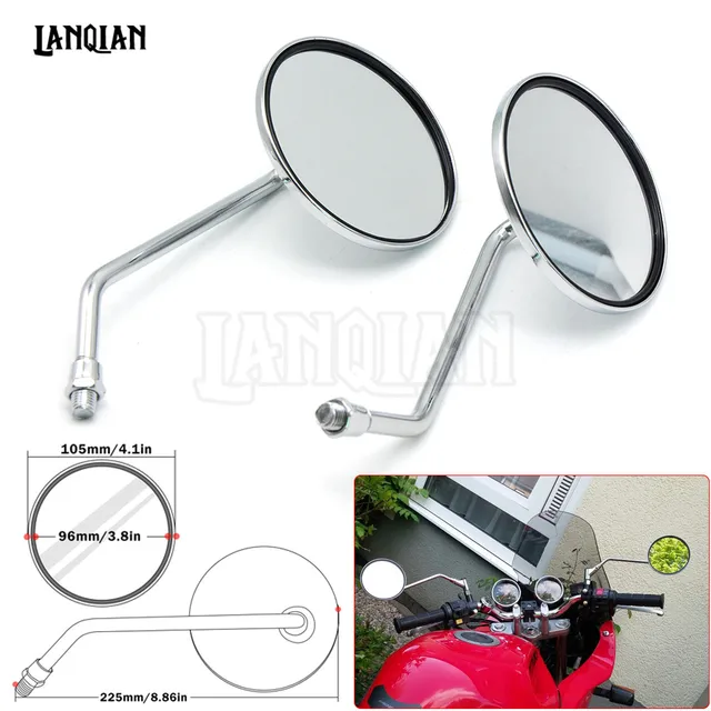 Universal Motorcycle Chrome Round Rearview Mirror Side Mirror