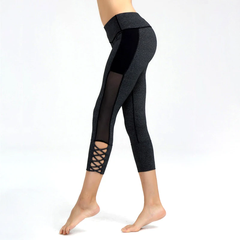 LucyLizz, леггинсы с перекрестными ремешками для ног, спортивные женские штаны для йоги, фитнеса, спортивная одежда, штаны-Капри Для спортзала, трико для бега