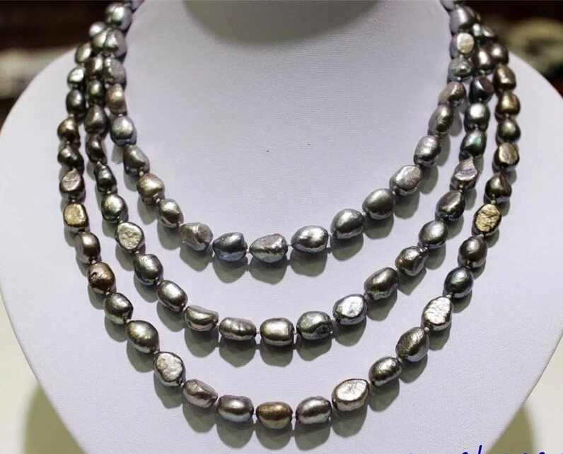 &gt&gt&gt &gt&gt&gtlong freshwater pearl necklace Dark Gray Baroque 9x11mm 120cm metal clasp | Украшения и аксессуары