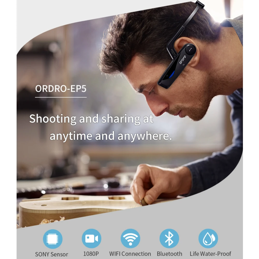 ORDRO EP5 Wi Fi 1080 P Запись видео фотографируется мини камера Bluetooth костной проводимости