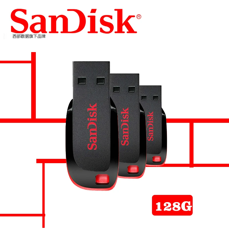  SanDisk CZ50 USB flash drive 128GB USB Pen Drives 32GB 64GB 8GB 16GB USB 2.0 memory stick PenDrive Support Official Verification 