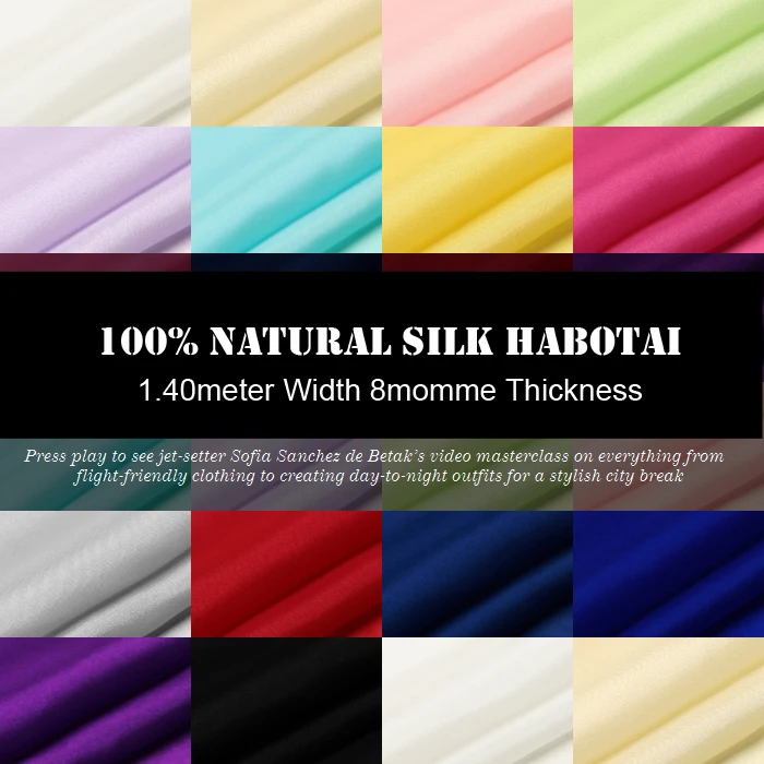 

SH001 100% Silk Habotai/Solid Color/Silk Fabric Mulberry Silk Plain for Lining/Width1.52yd Thickness 8mm/12 Colors Available