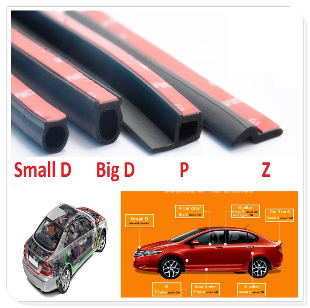 

D Z P B Type Car Rubber Insulation Door Sealing Strip for Fiat Fiorino 595 500 500S Toro Fullback Aegea 500X Argo 500L 124